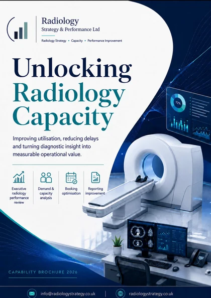 Cover of the Radiology Strategy & Performance NHS services brochure
